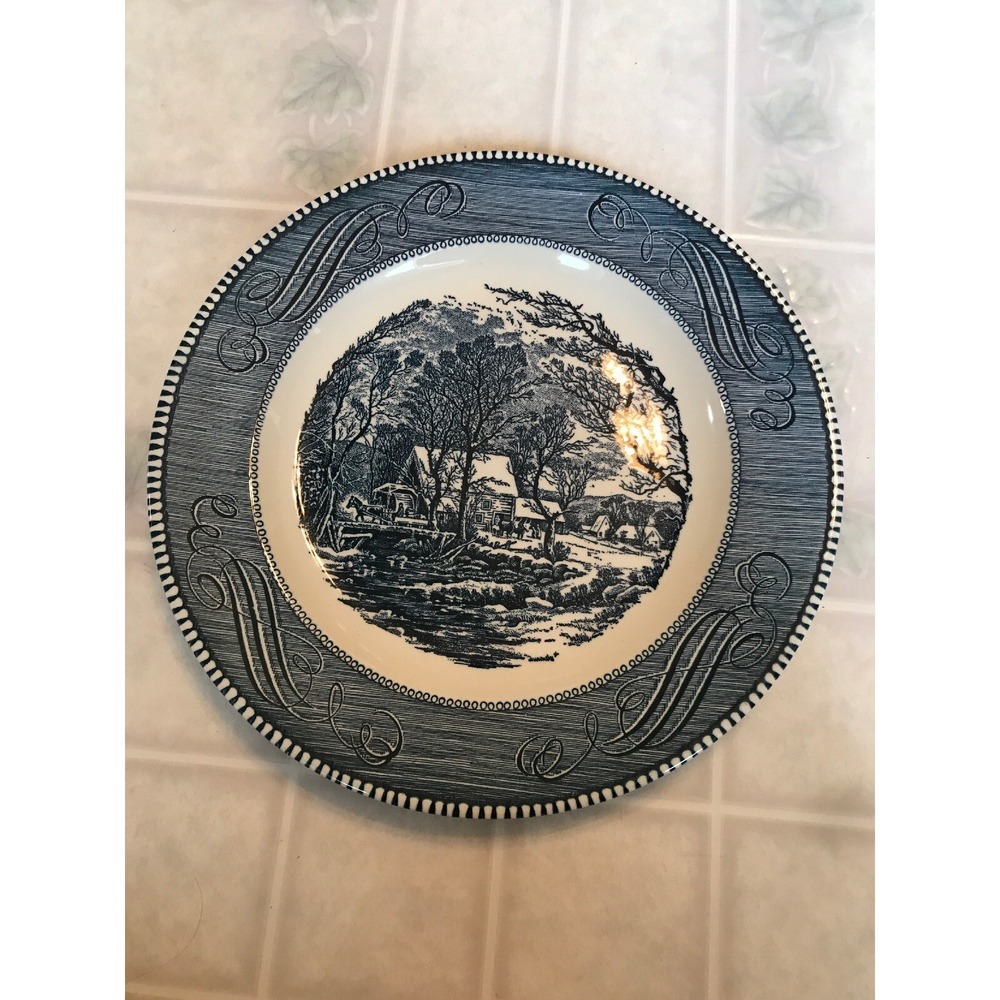 Vintage Royal Ironstone Currier and Ives 10" Dinner Plate The Old Grist Mill